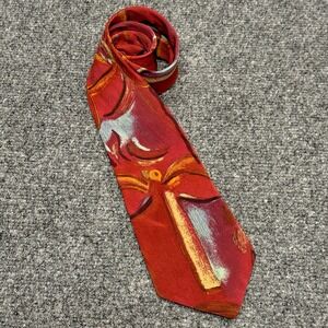 Bill Robinson Beautiful Red Abstract Italy Imported Silk Tie USA